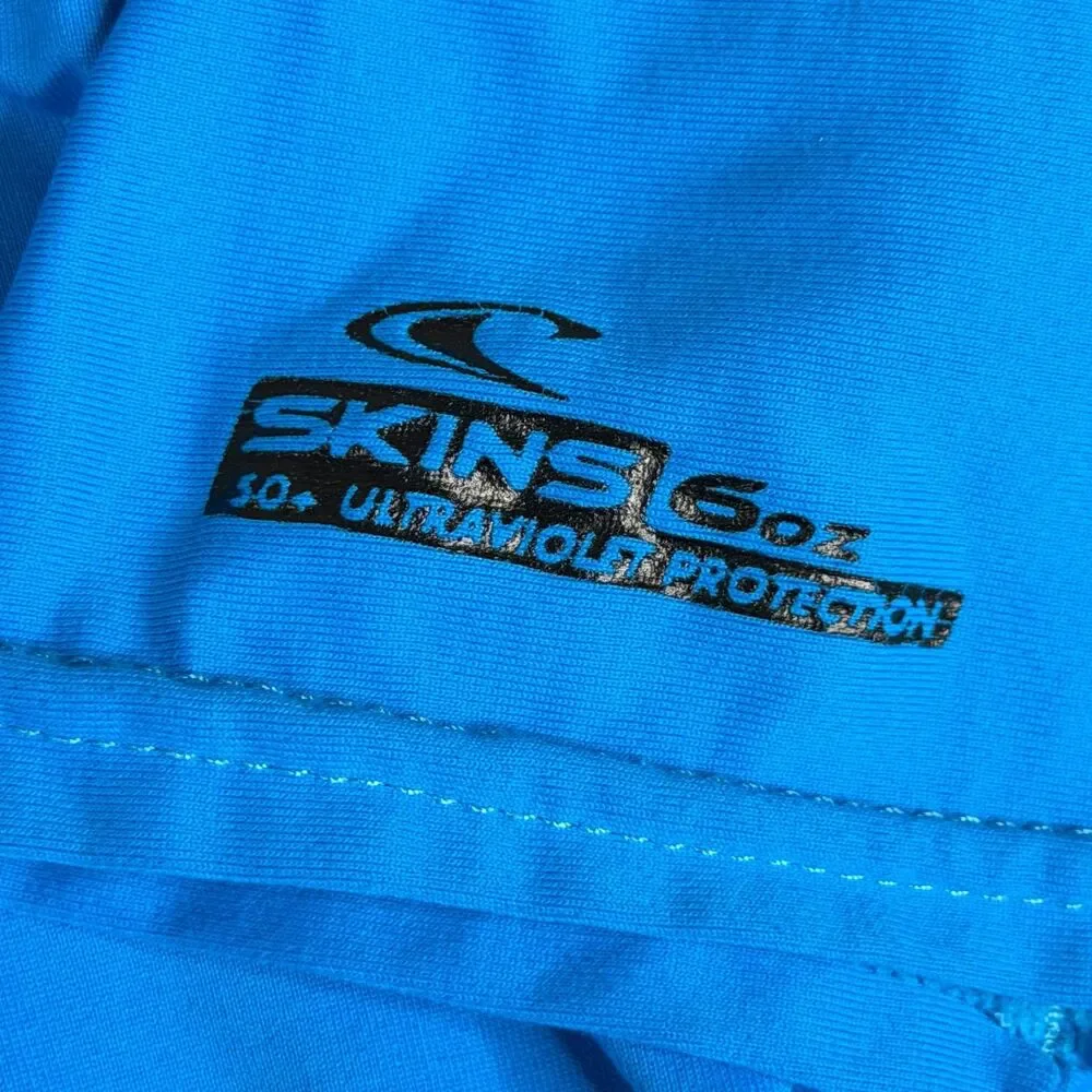 O'NEILL Rash Guard Mens Small Blue Skins 6oz UV 50+ Protection Surf Swim Shirt